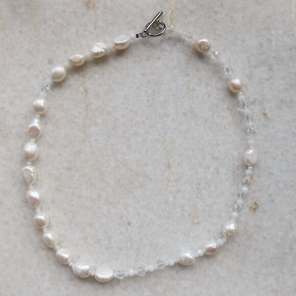 Freshwater Pearl And Crystal Necklace - Picture 2 of 2